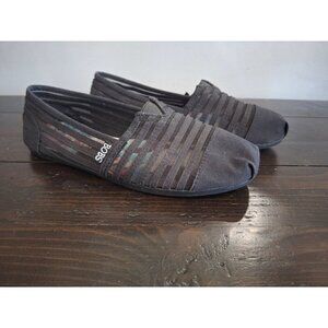 EUC Skechers Womens Bobs Black Plush Adorb Ballet Flat/Pre-owned, Sz. 6.5